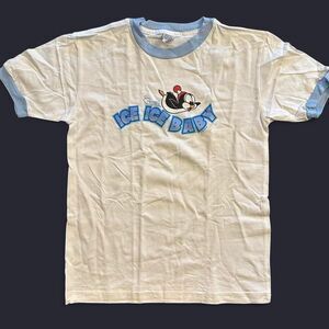 Y2K Ice Ice Baby Penguin Ringer Baby Tee